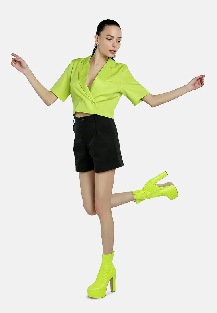 Short Sleeved Cropped Blazer Jacket