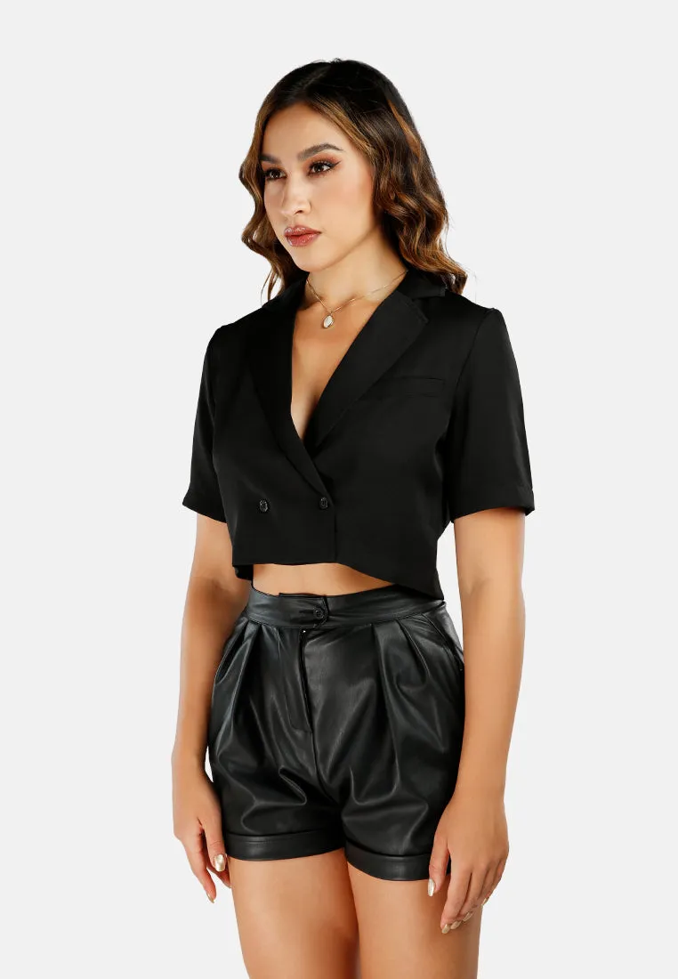 Short Sleeved Cropped Blazer Jacket