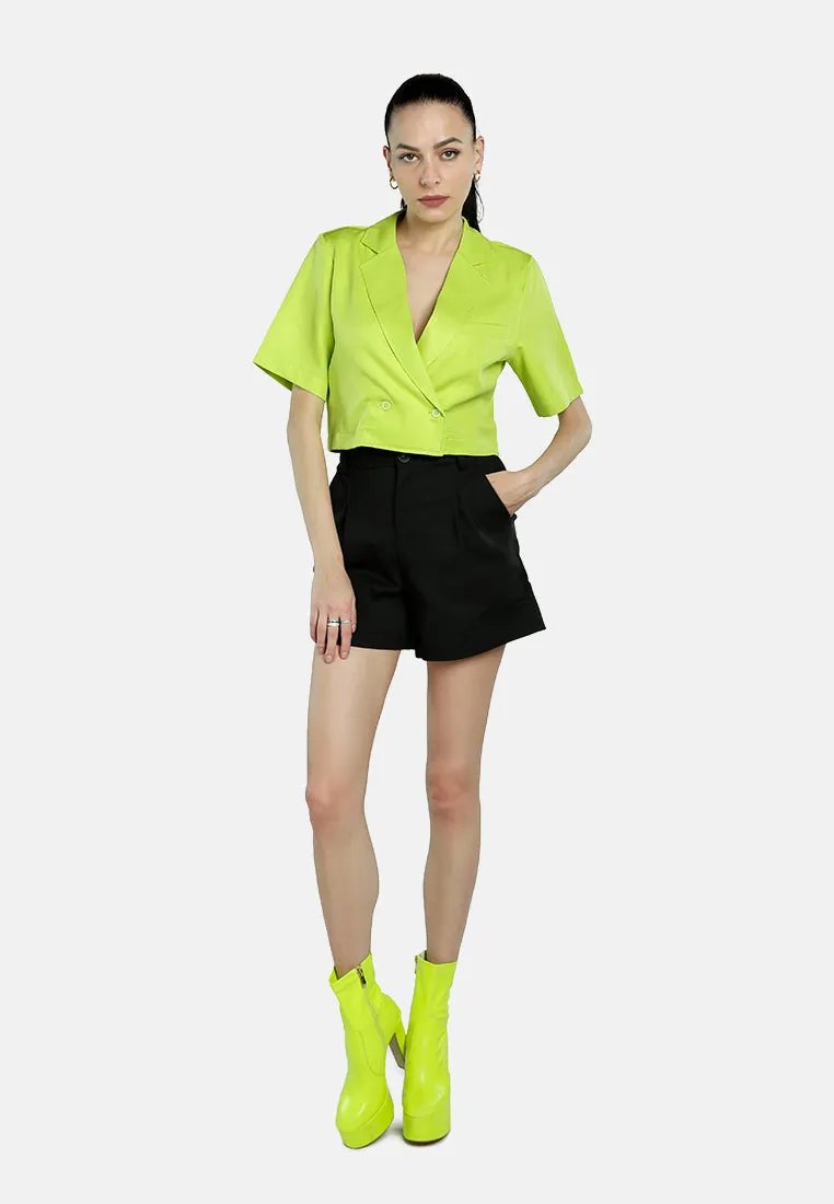 Short Sleeved Cropped Blazer Jacket
