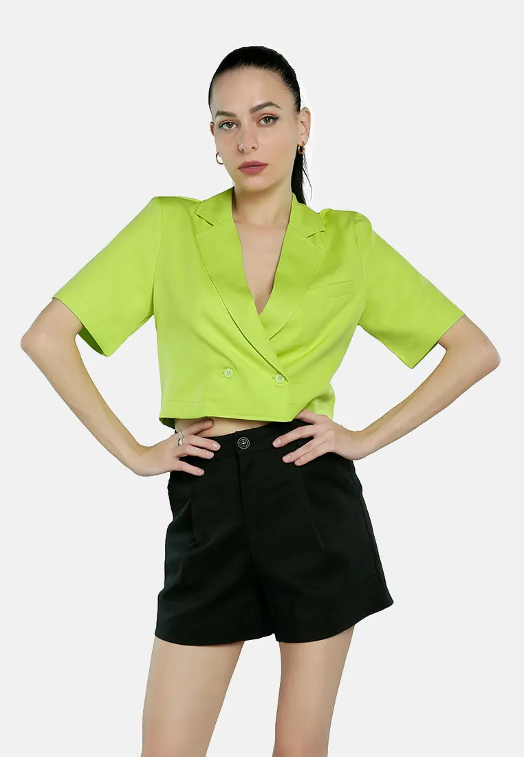 Short Sleeved Cropped Blazer Jacket