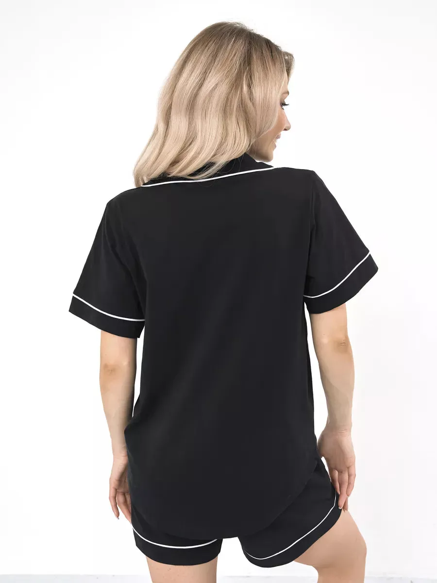 Shorts Set Black Solid 100% Cotton