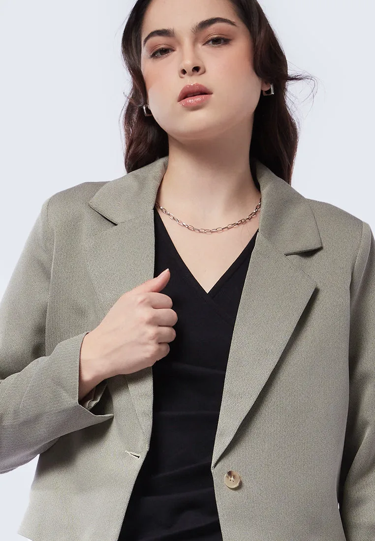 Single Button Cropped Blazer