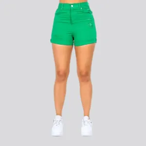 Skinny color women's jean shorts