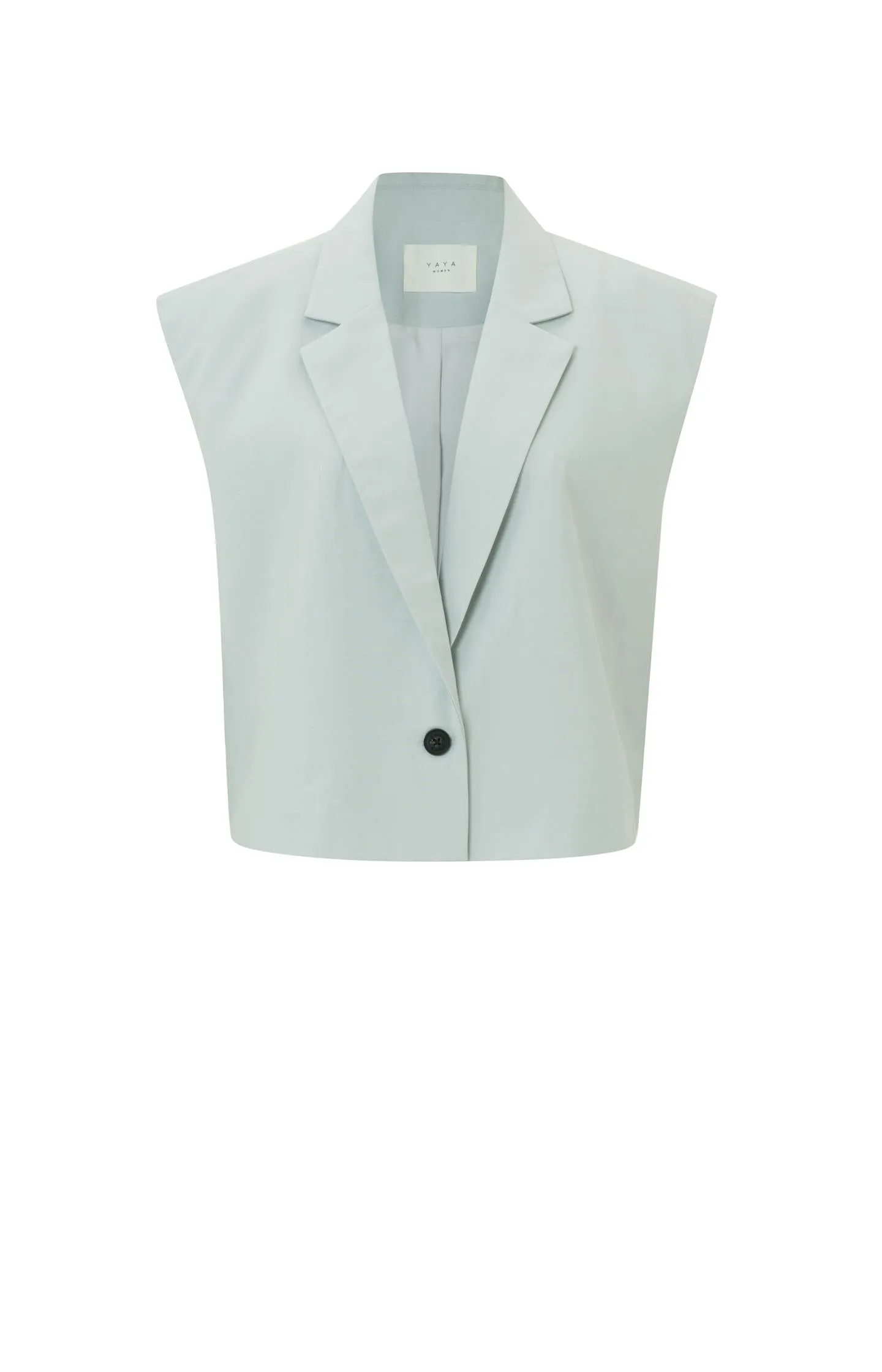 Sleeveless cropped blazer with button and collar