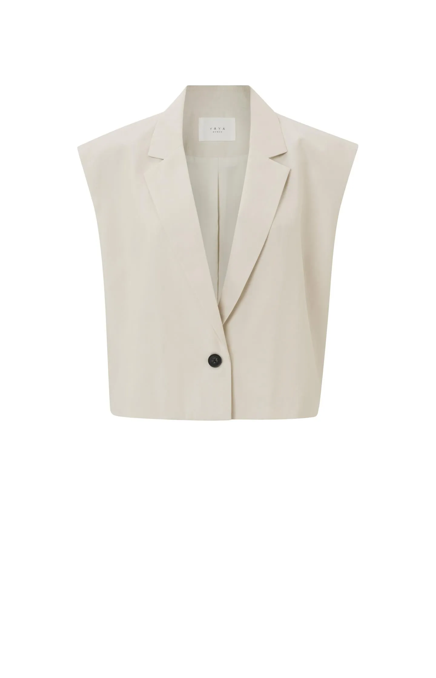 Sleeveless cropped blazer with button and collar