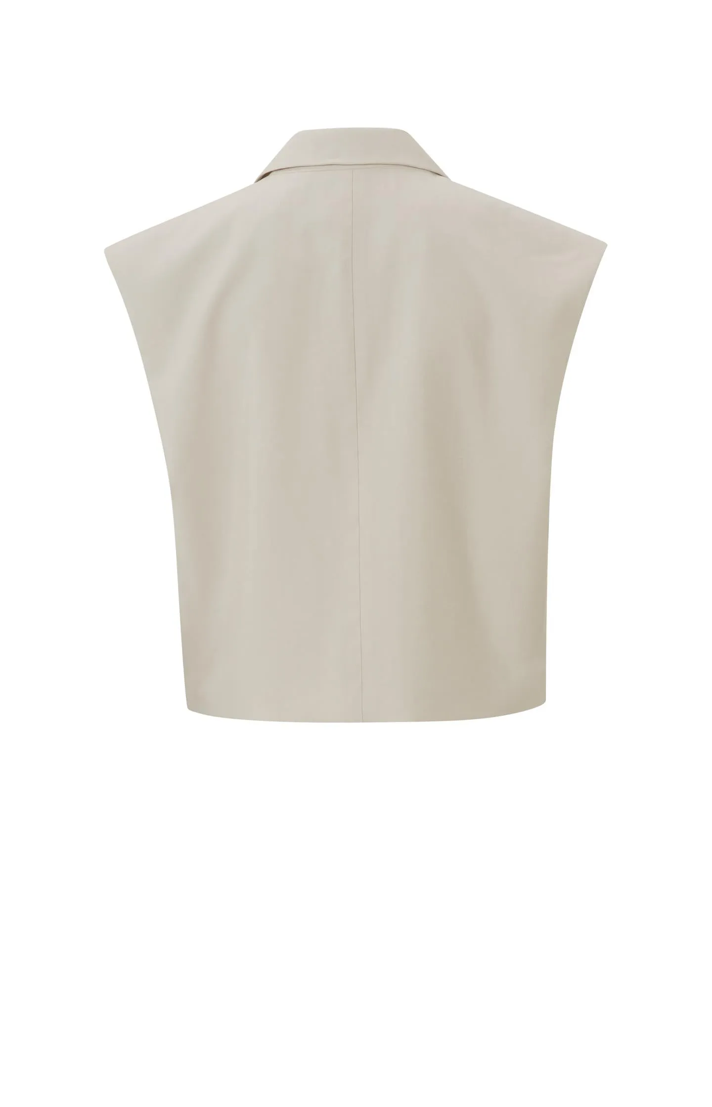 Sleeveless cropped blazer with button and collar