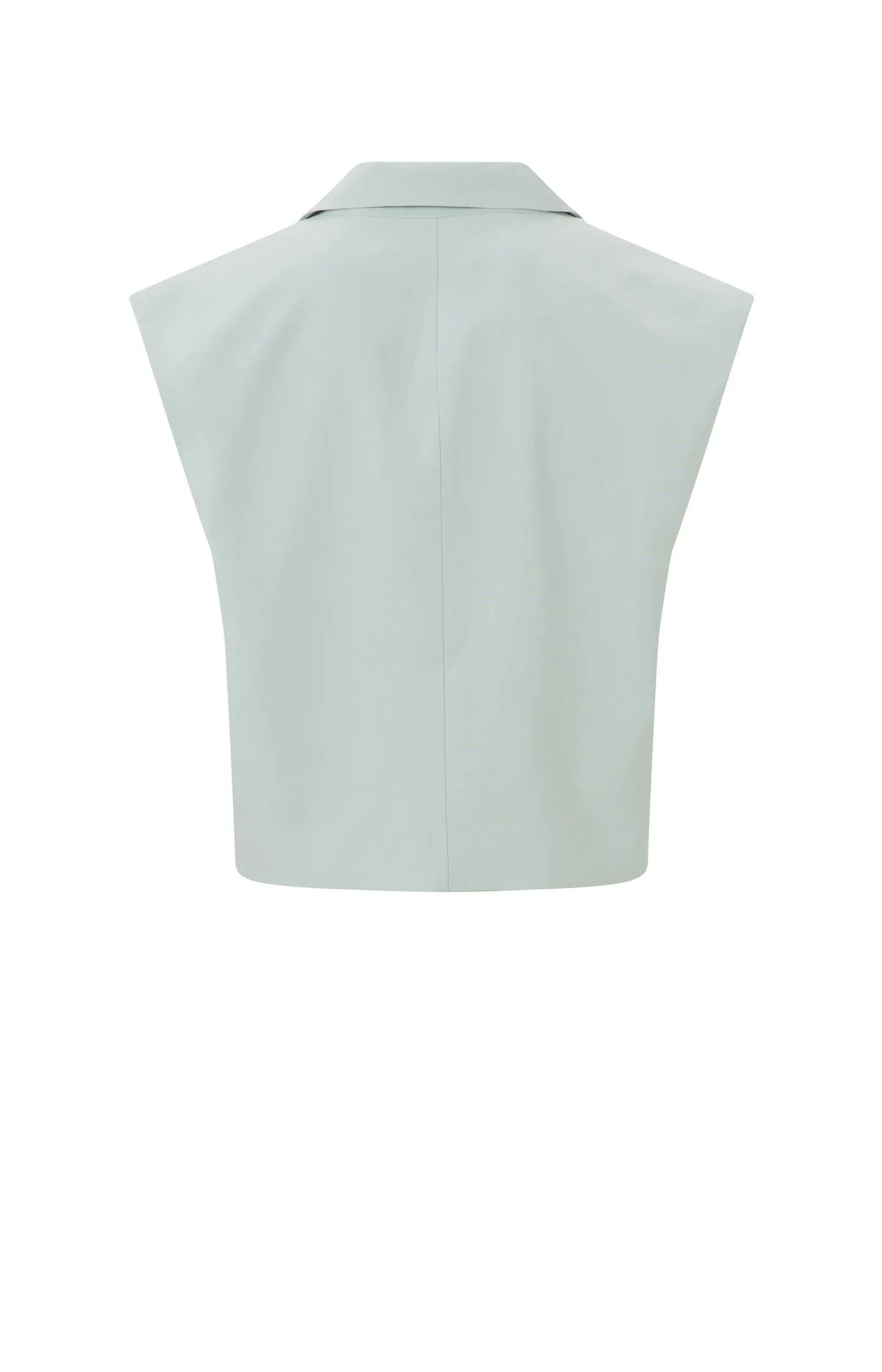 Sleeveless cropped blazer with button and collar