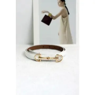 Slim Leather Belt w/ Equestrian Buckle