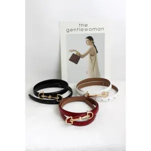 Slim Leather Belt w/ Equestrian Buckle
