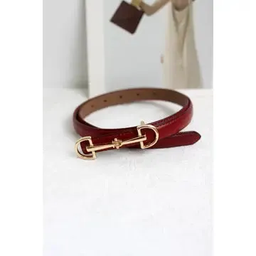 Slim Leather Belt w/ Equestrian Buckle