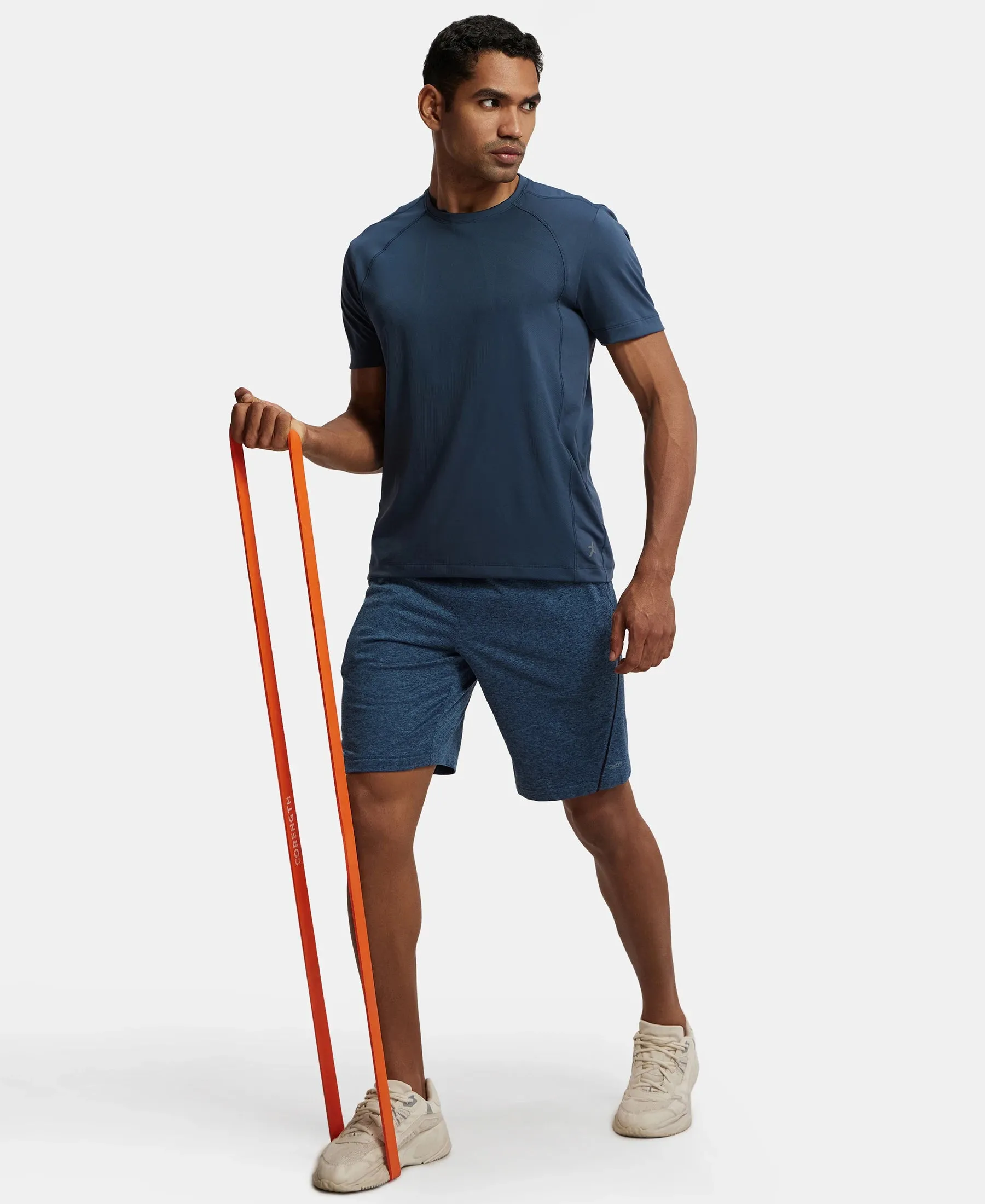Soft Touch Microfiber Elastane Stretch Shorts with StayFresh Treatment - Blue Marl