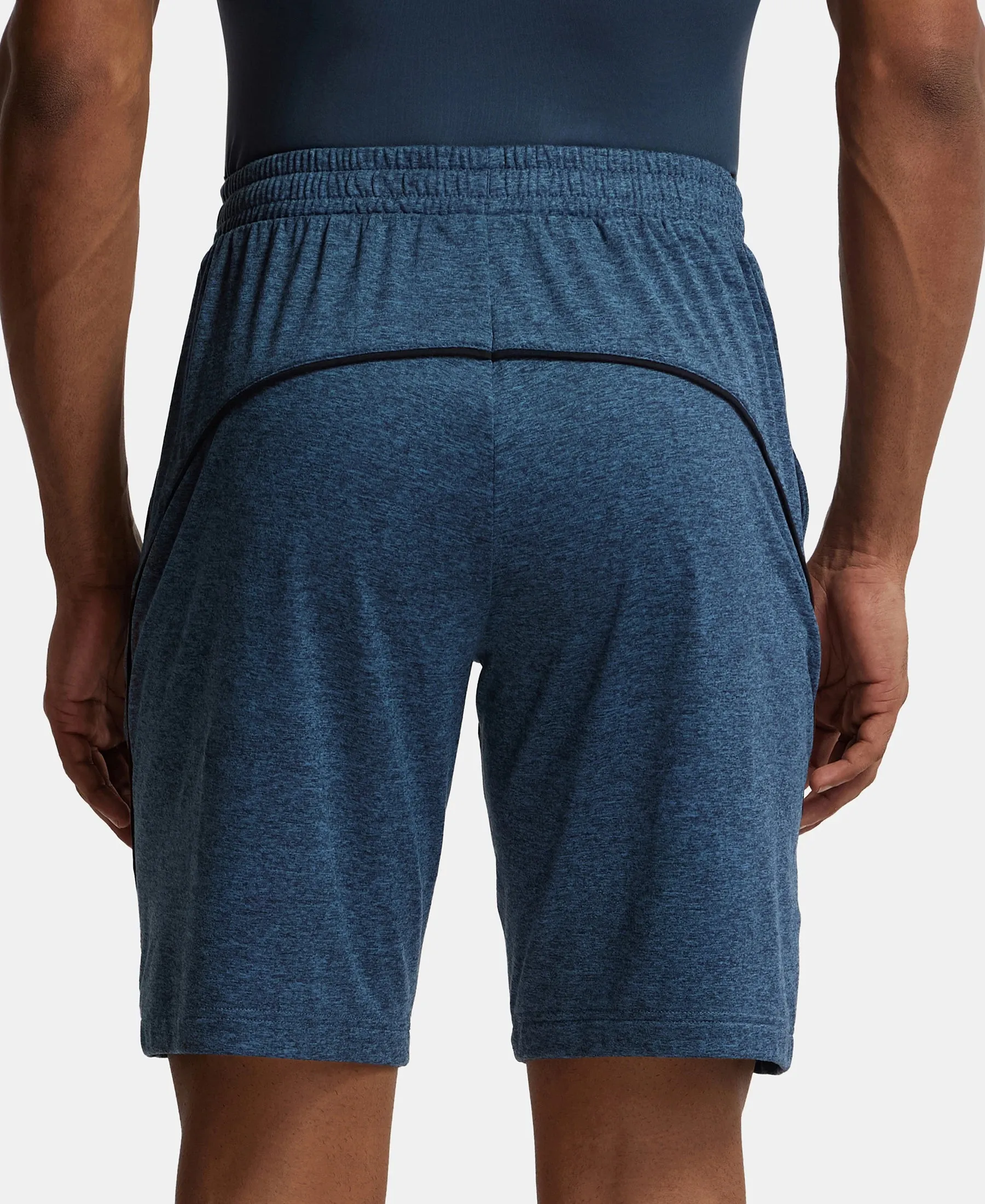 Soft Touch Microfiber Elastane Stretch Shorts with StayFresh Treatment - Blue Marl
