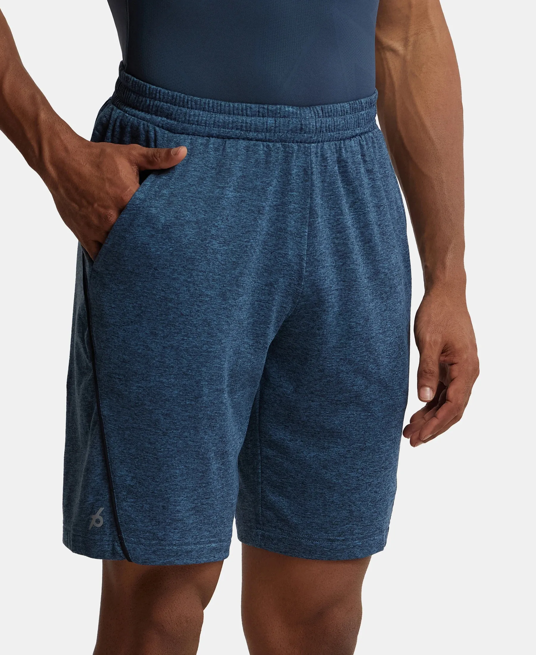 Soft Touch Microfiber Elastane Stretch Shorts with StayFresh Treatment - Blue Marl