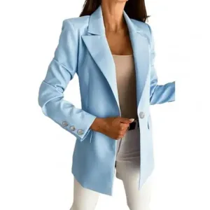Solid Color Long Sleeve Blazer for Daily Wear