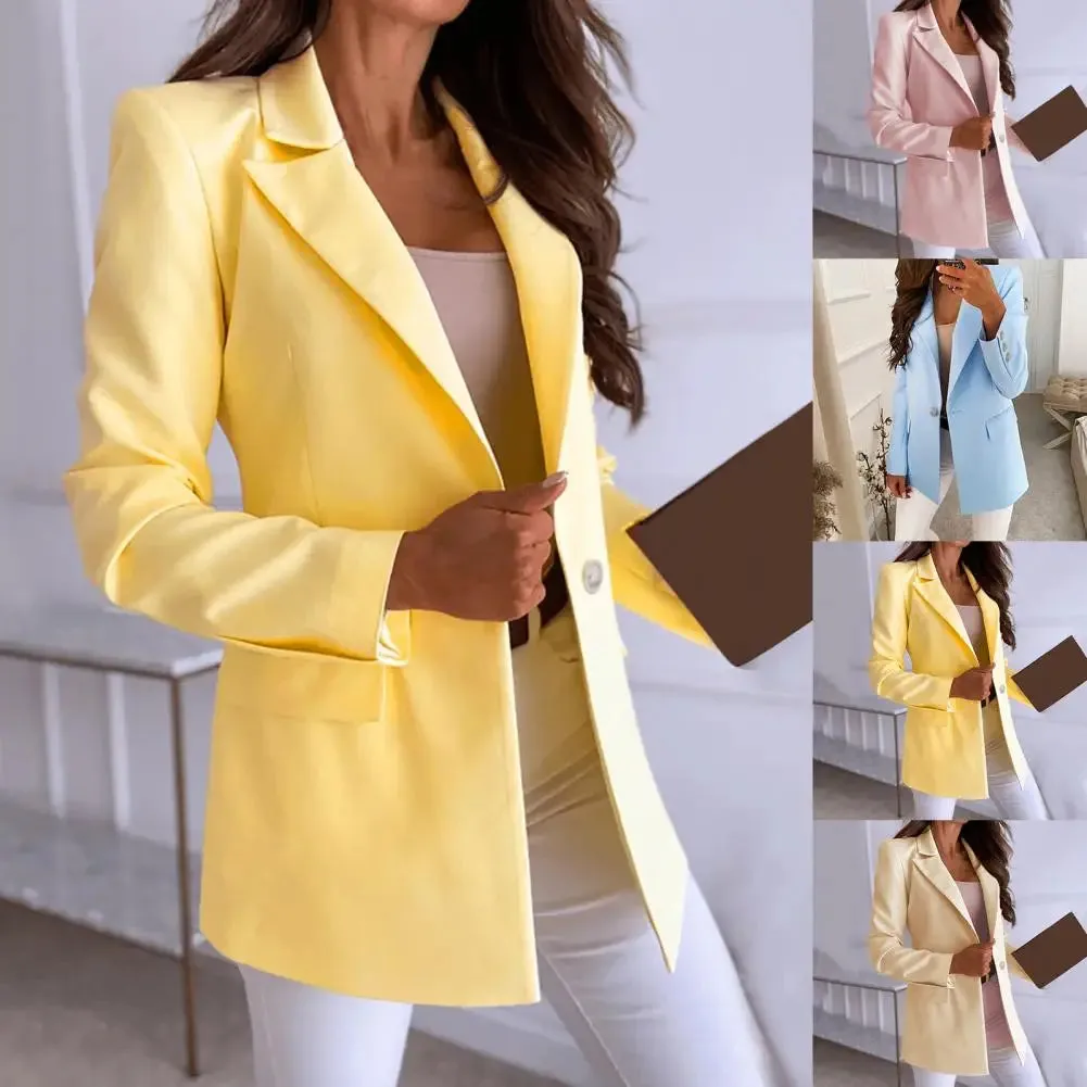Solid Color Long Sleeve Blazer for Daily Wear
