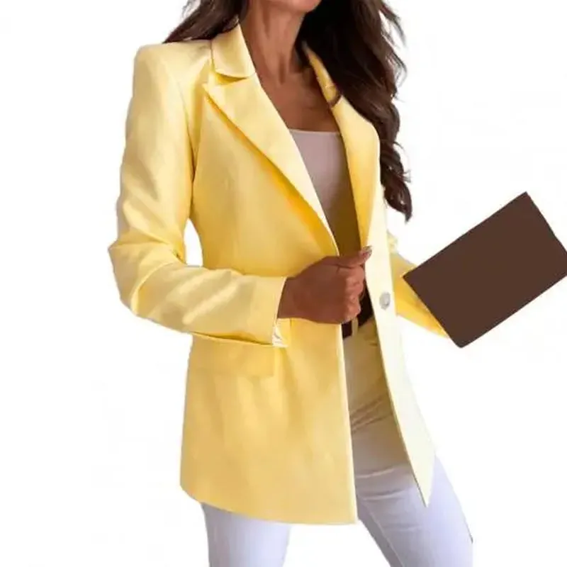 Solid Color Long Sleeve Blazer for Daily Wear
