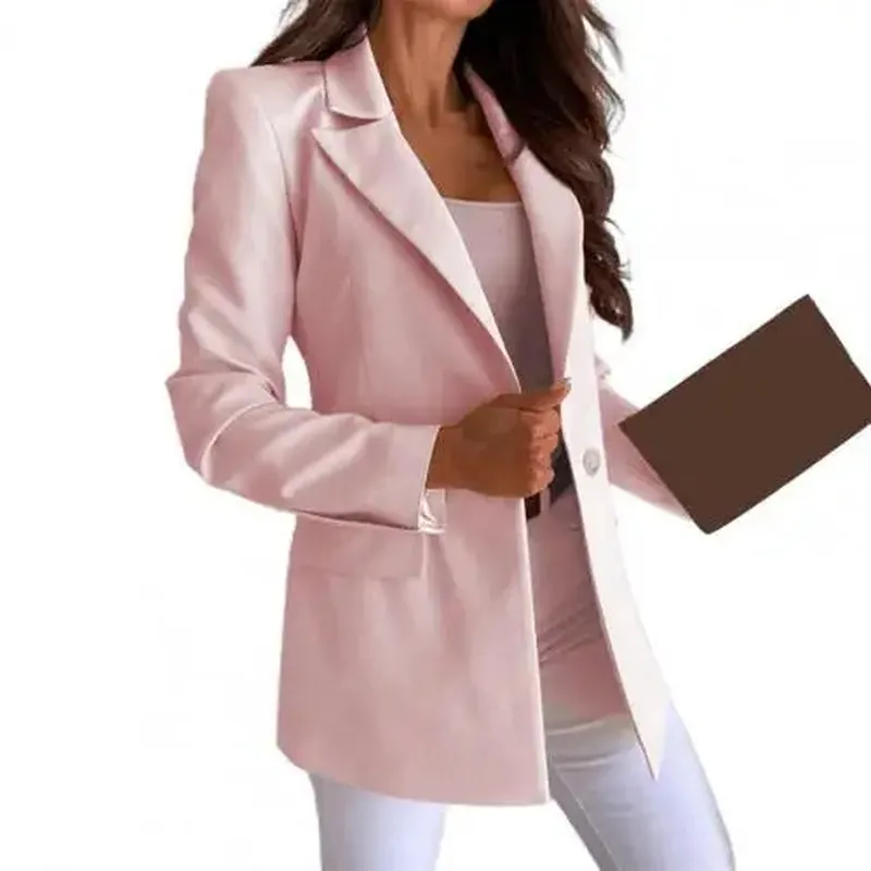 Solid Color Long Sleeve Blazer for Daily Wear