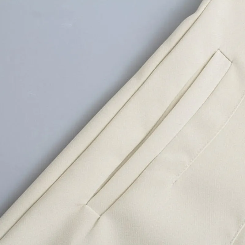 Solid High Waist Zipper Shorts