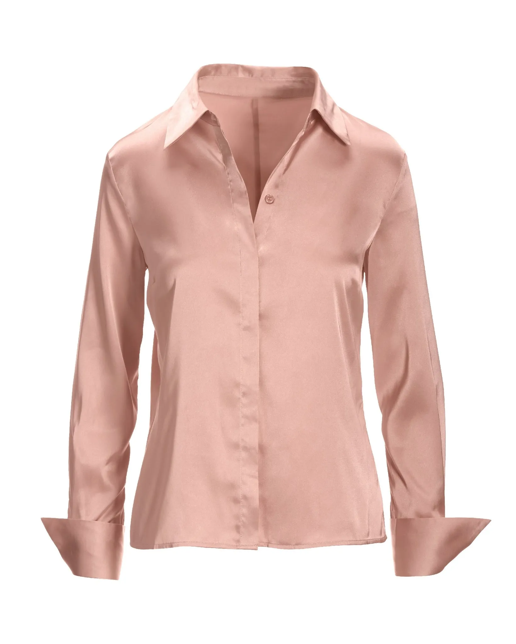 Sophia Button Up Charmeuse Blouse 2AM90 Dusty Rose