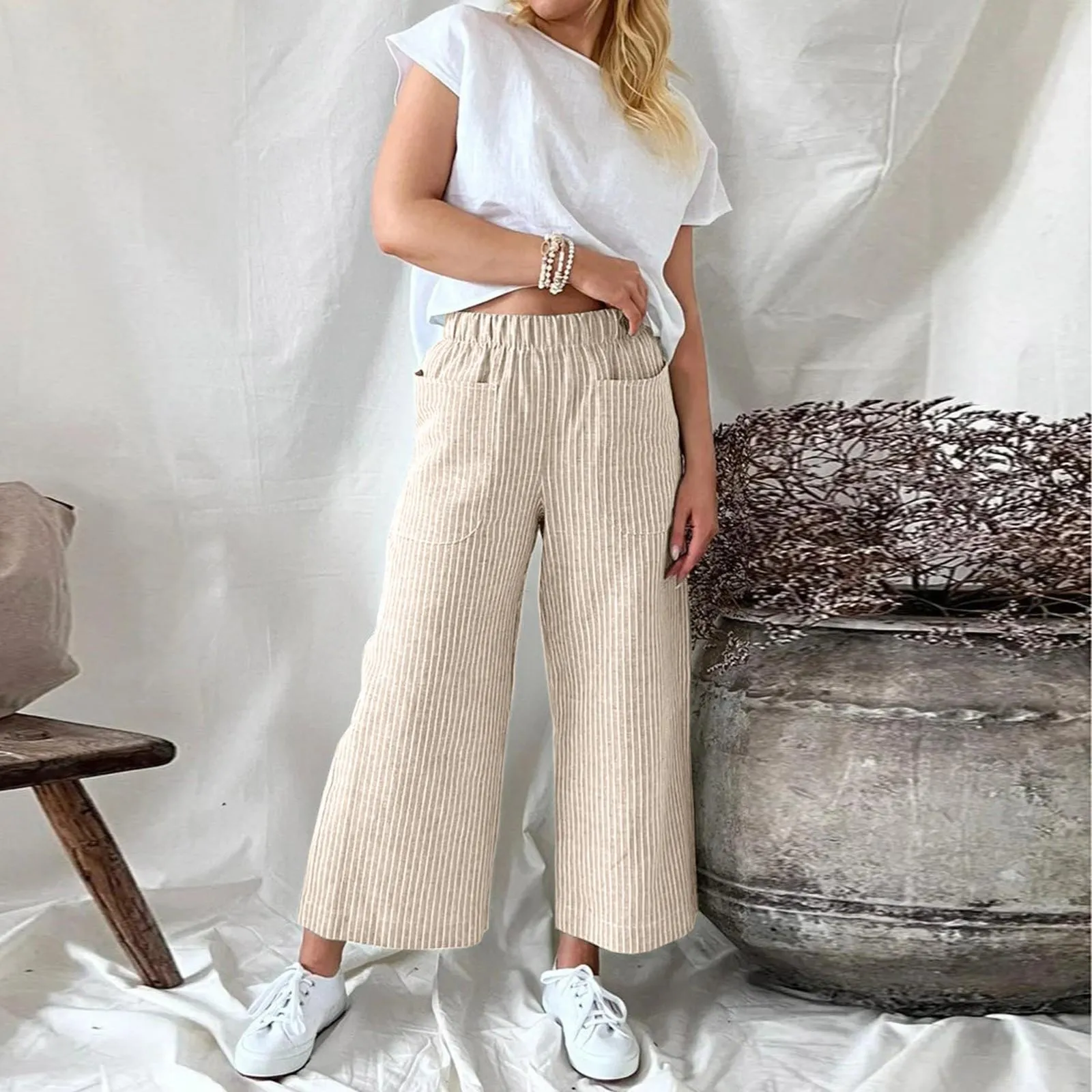 Sophie | Culotte Pants with Stripes | Comfortable and Stylish | Breathable Cotton