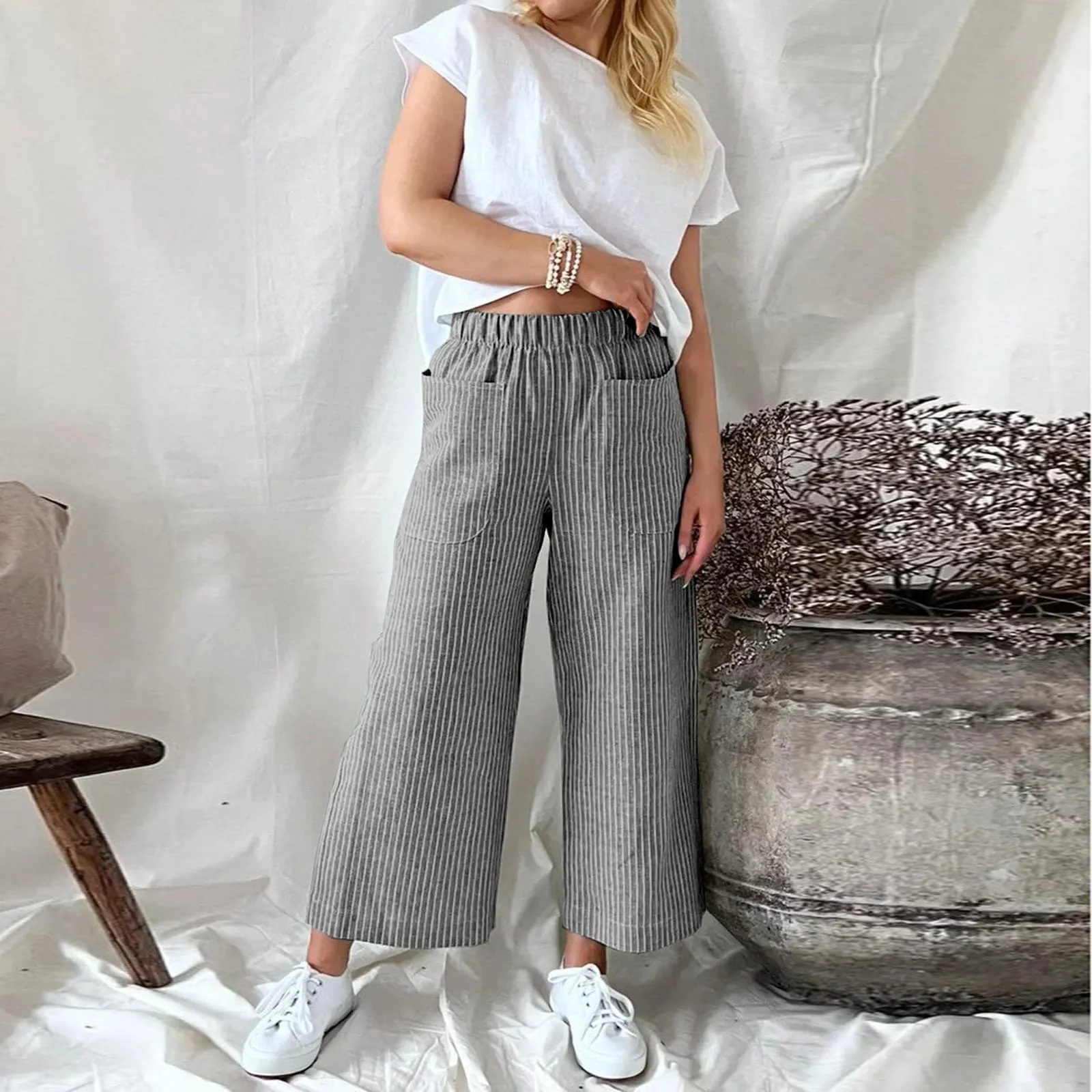 Sophie | Culotte Pants with Stripes | Comfortable and Stylish | Breathable Cotton