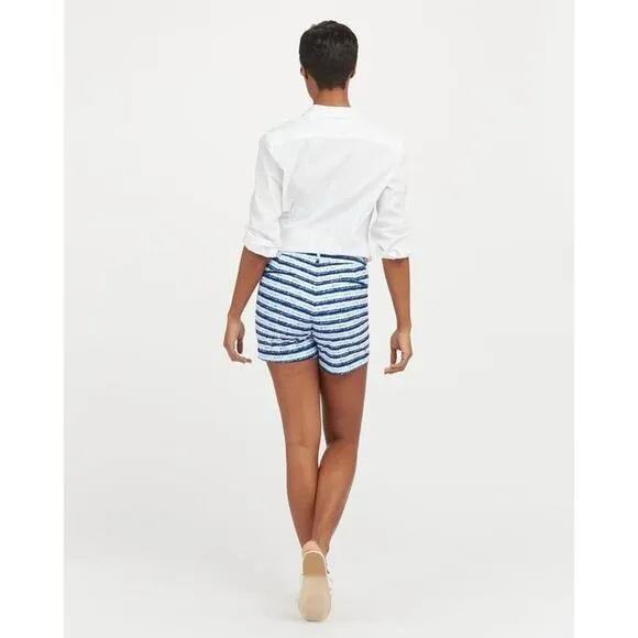 Spanx Sunshine Shorts, 6&quot; Blue Painted Stripe XLarge NWT