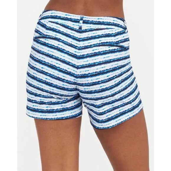 Spanx Sunshine Shorts, 6&quot; Blue Painted Stripe XLarge NWT