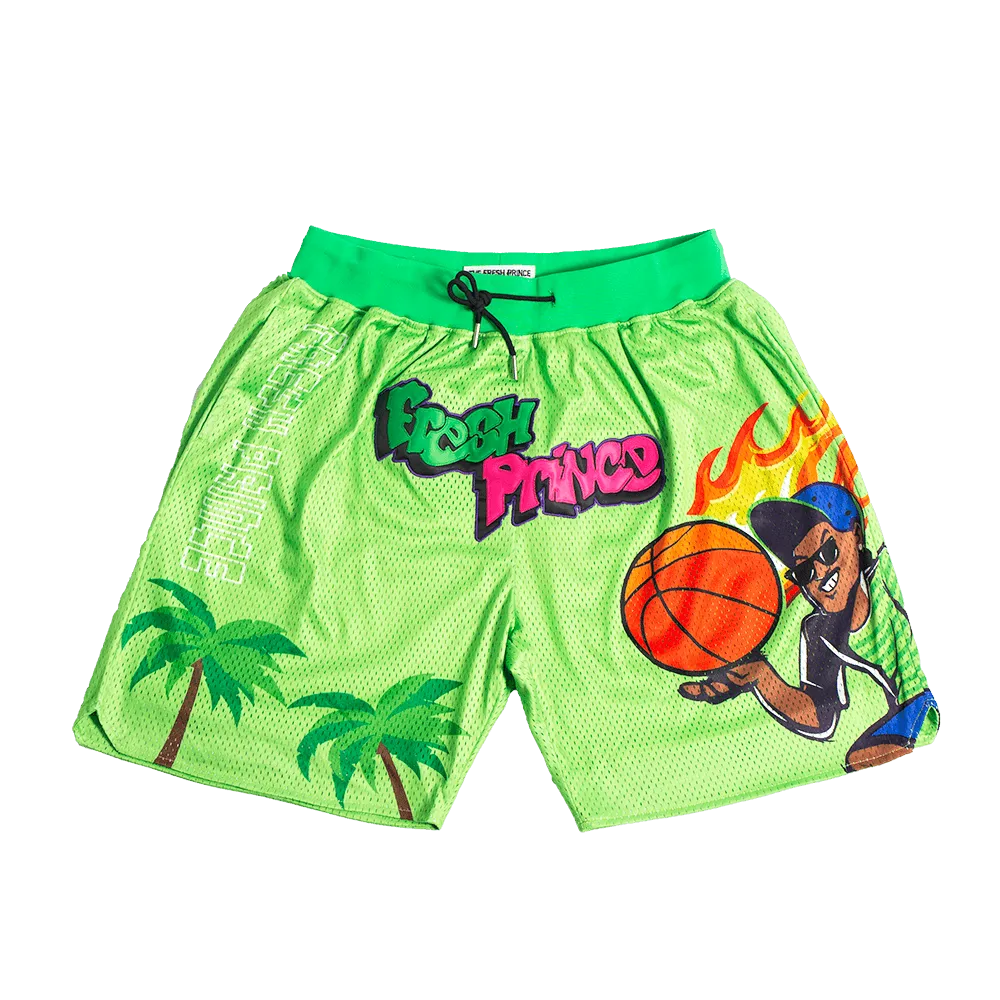 SPRAYPAINT FRESH PRINCE BASKETBALL SHORTS GREEN