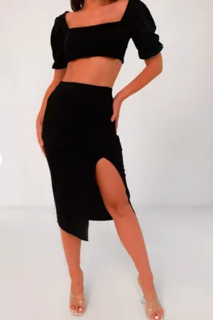 Square Neck To And Midi Co-ord