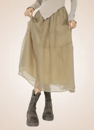 Steampunk Khaki Long Skirt