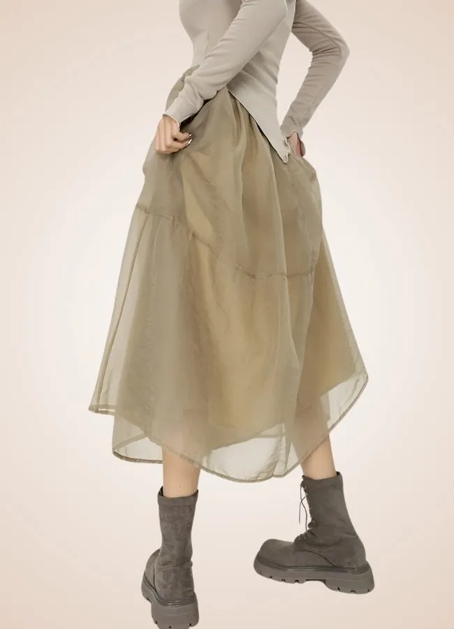 Steampunk Khaki Long Skirt