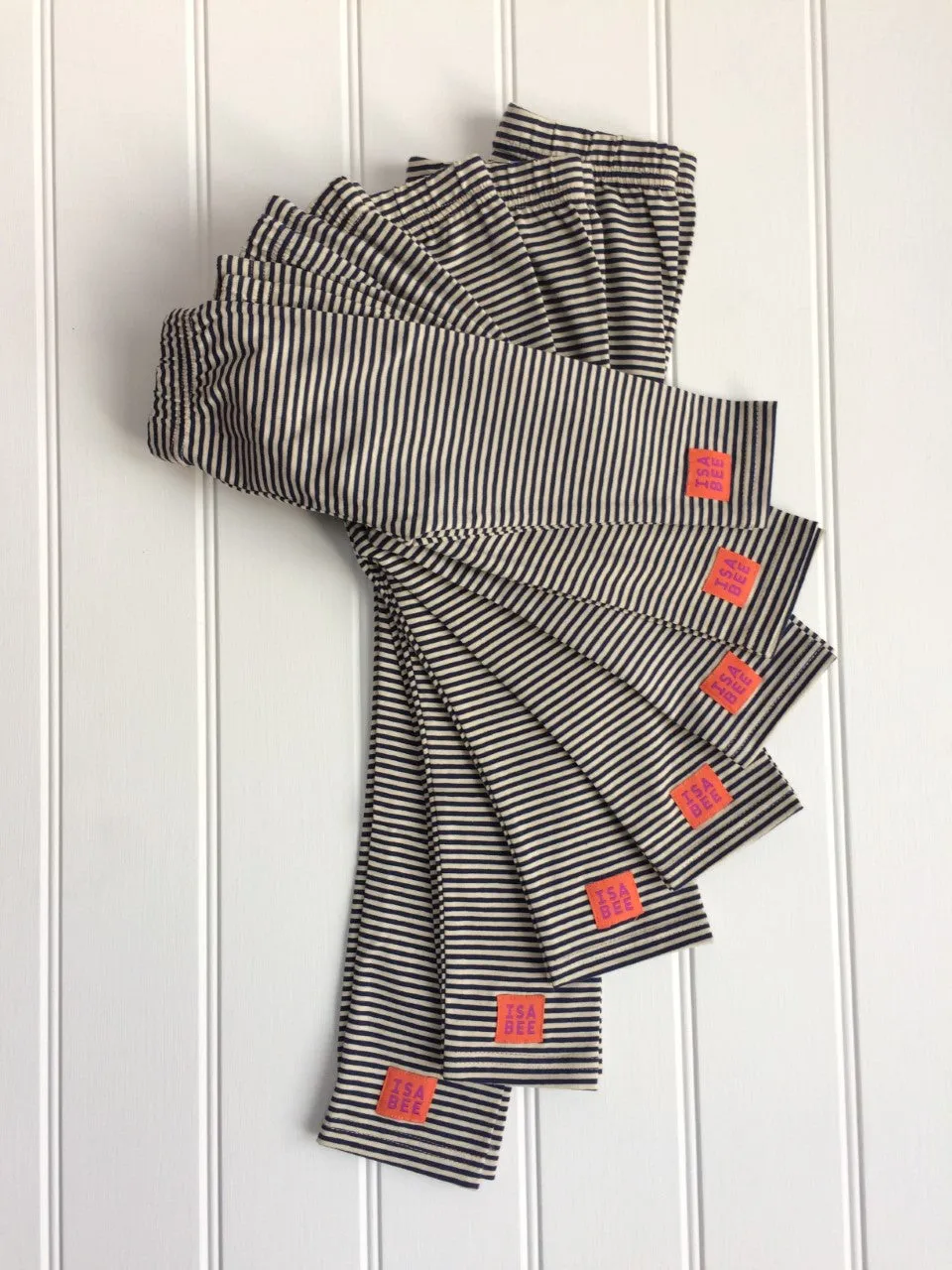 Stripy Leggings - Navy & Cream