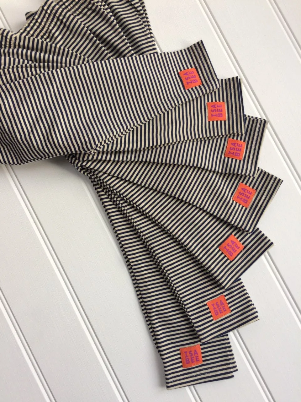 Stripy Leggings - Navy & Cream