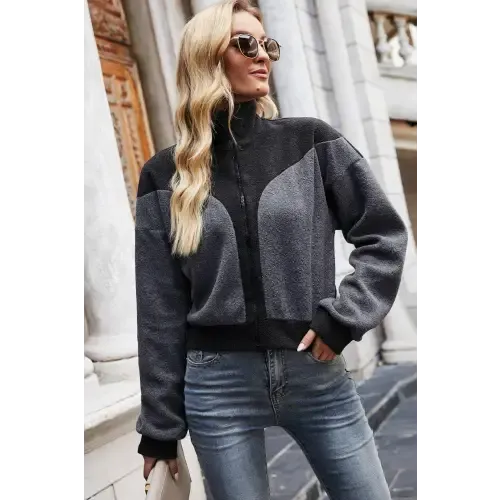 Stylish Two-Tone Collared Neck Jacket for Women