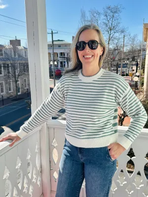 Suki Crewneck Sweater Topaz Stripe