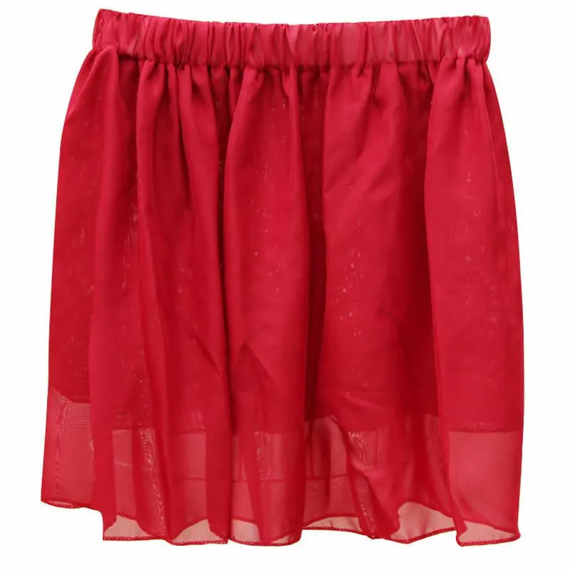 Summer Chiffon Women Skirt Tulle Girls Above Knee Short Nude Mini Casual Skirts NO BELT