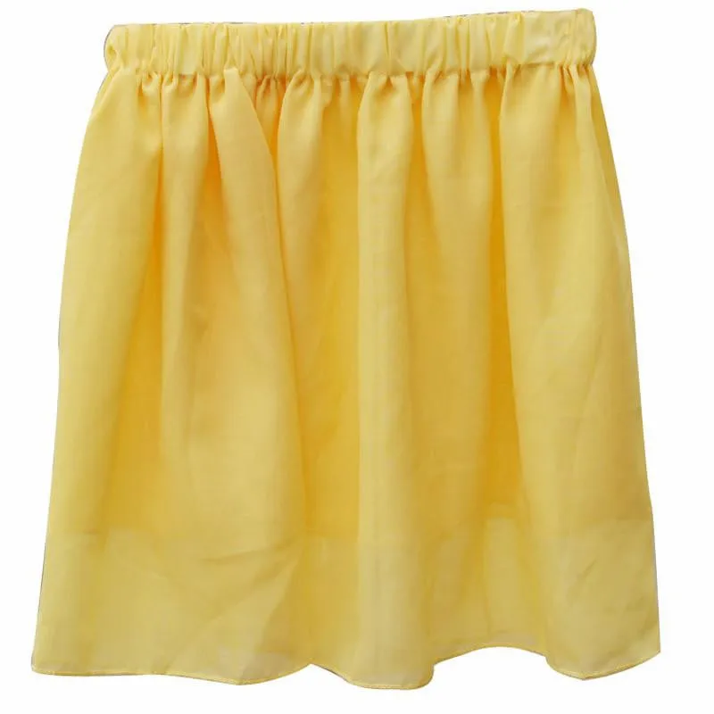 Summer Chiffon Women Skirt Tulle Girls Above Knee Short Nude Mini Casual Skirts NO BELT