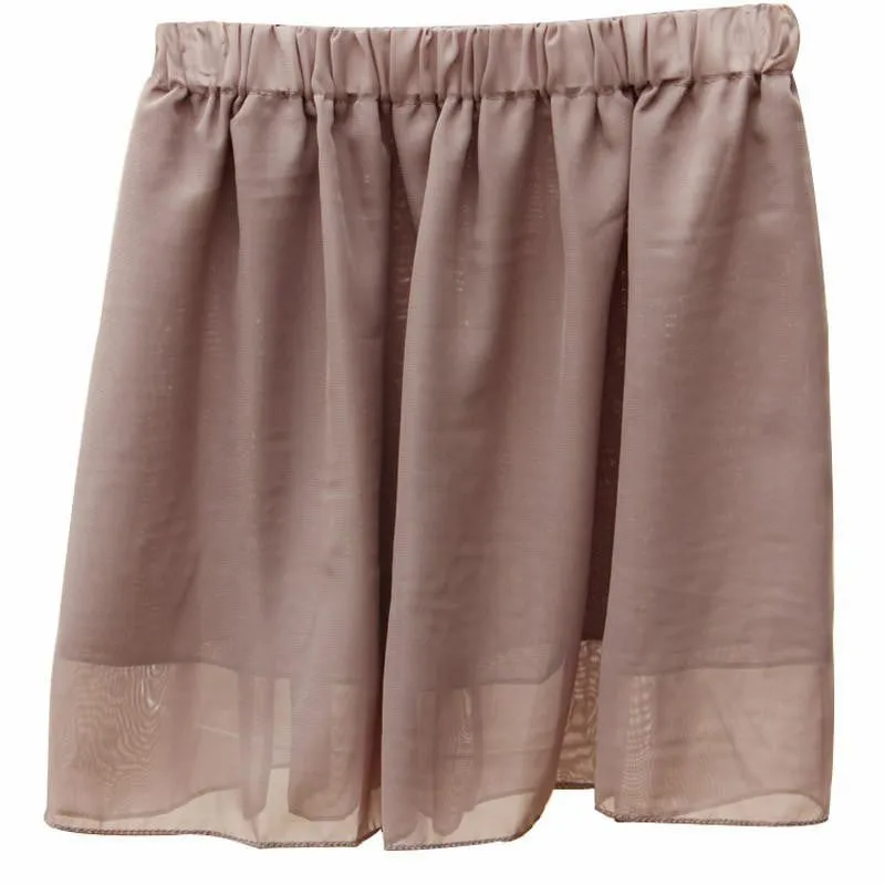 Summer Chiffon Women Skirt Tulle Girls Above Knee Short Nude Mini Casual Skirts NO BELT