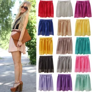 Summer Chiffon Women Skirt Tulle Girls Above Knee Short Nude Mini Casual Skirts NO BELT