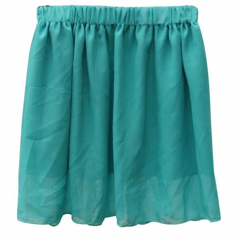 Summer Chiffon Women Skirt Tulle Girls Above Knee Short Nude Mini Casual Skirts NO BELT