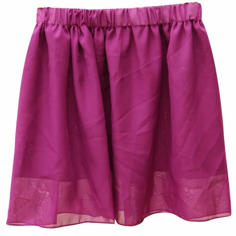 Summer Chiffon Women Skirt Tulle Girls Above Knee Short Nude Mini Casual Skirts NO BELT