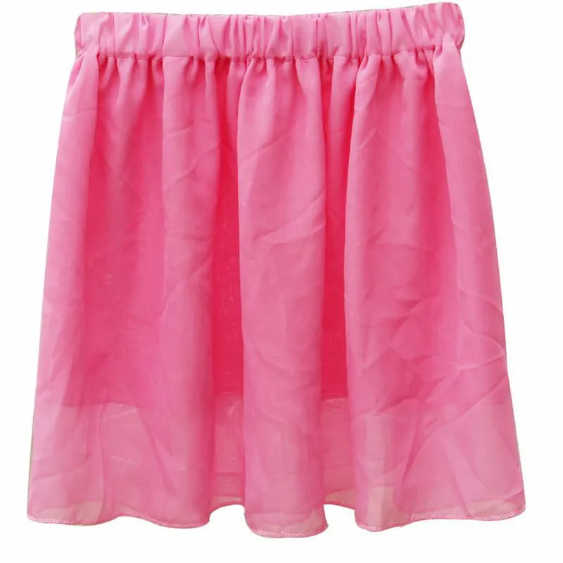 Summer Chiffon Women Skirt Tulle Girls Above Knee Short Nude Mini Casual Skirts NO BELT