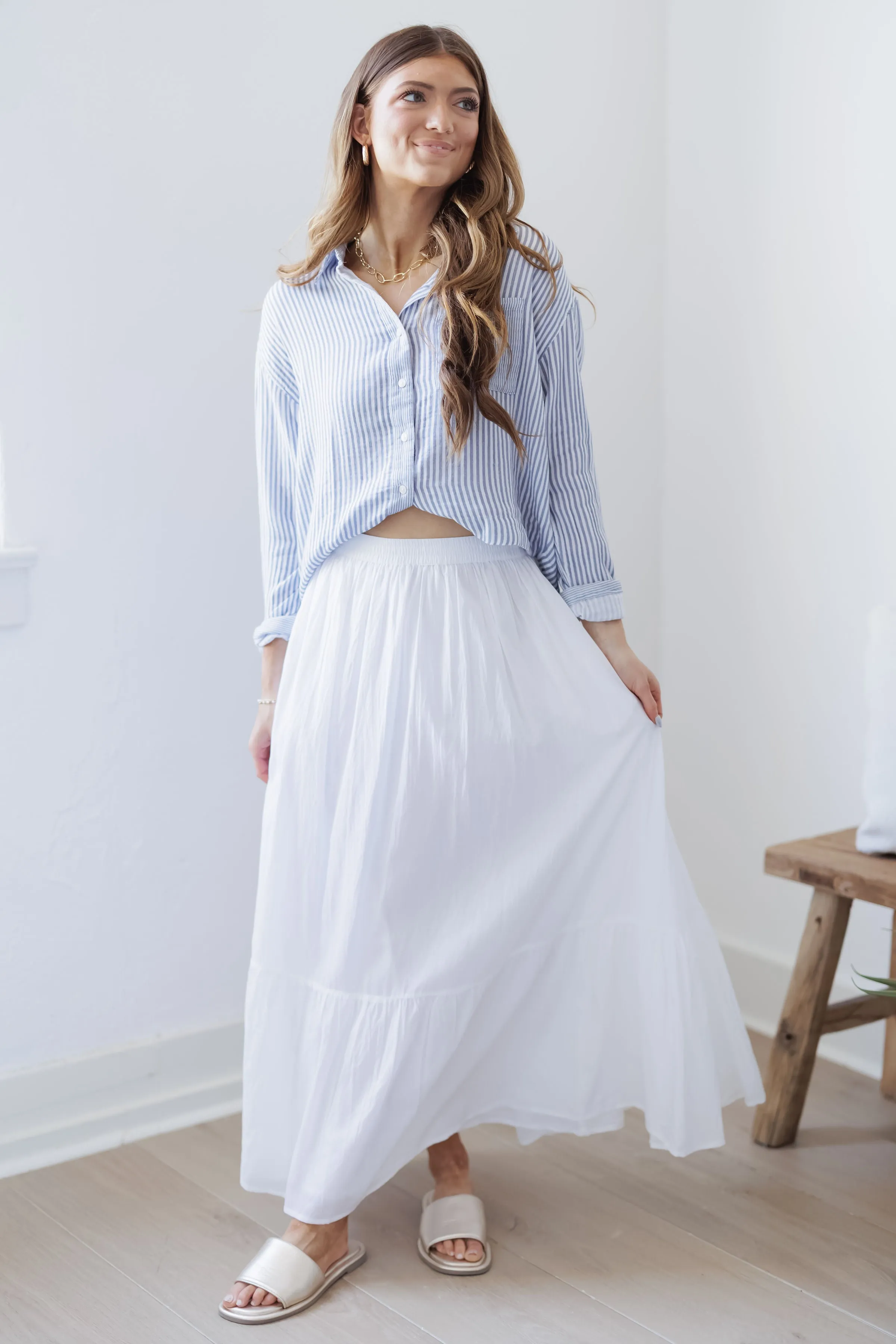 Sweet Blossom Skirt-White