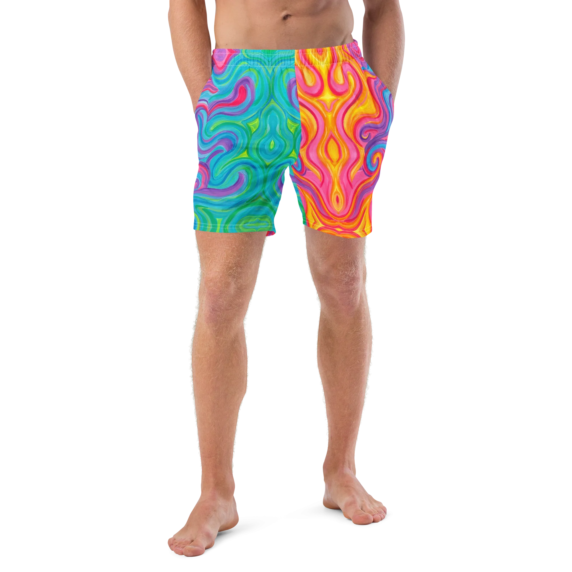 Swim Trunks ( Secret Internal Pocket)- "Elemental" Design
