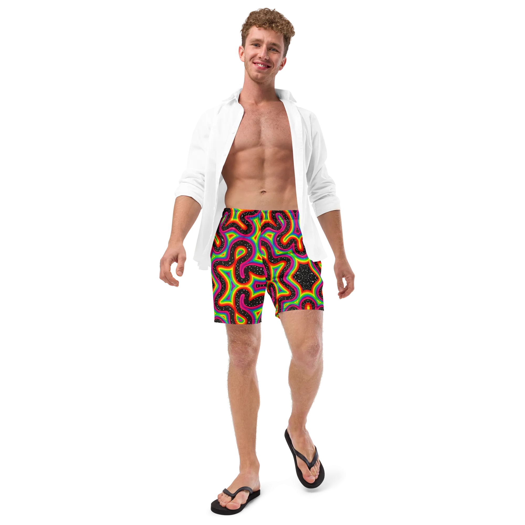 Swim Trunks ( Secret Internal Pocket)- "Rainbow Rovd" Design