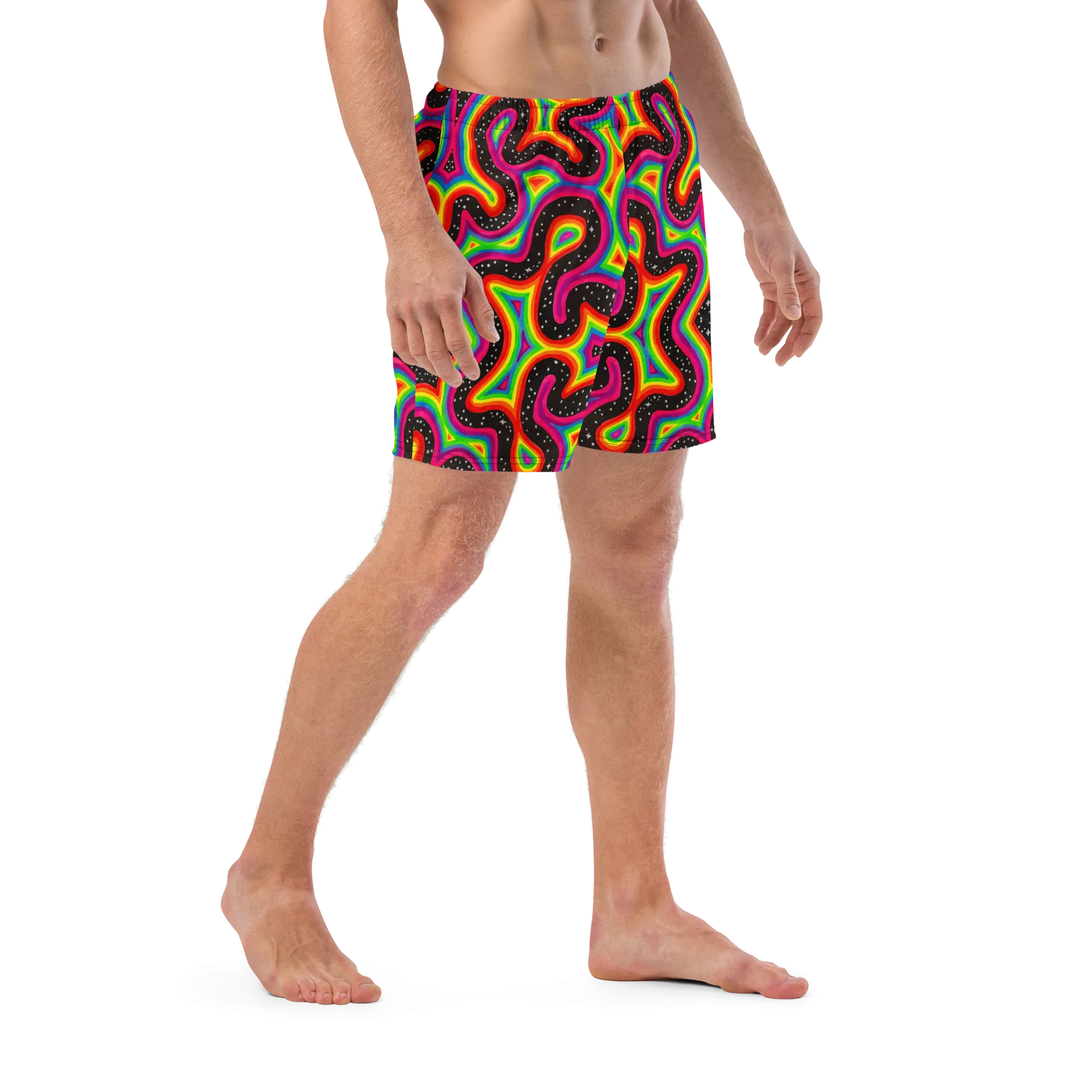 Swim Trunks ( Secret Internal Pocket)- "Rainbow Rovd" Design