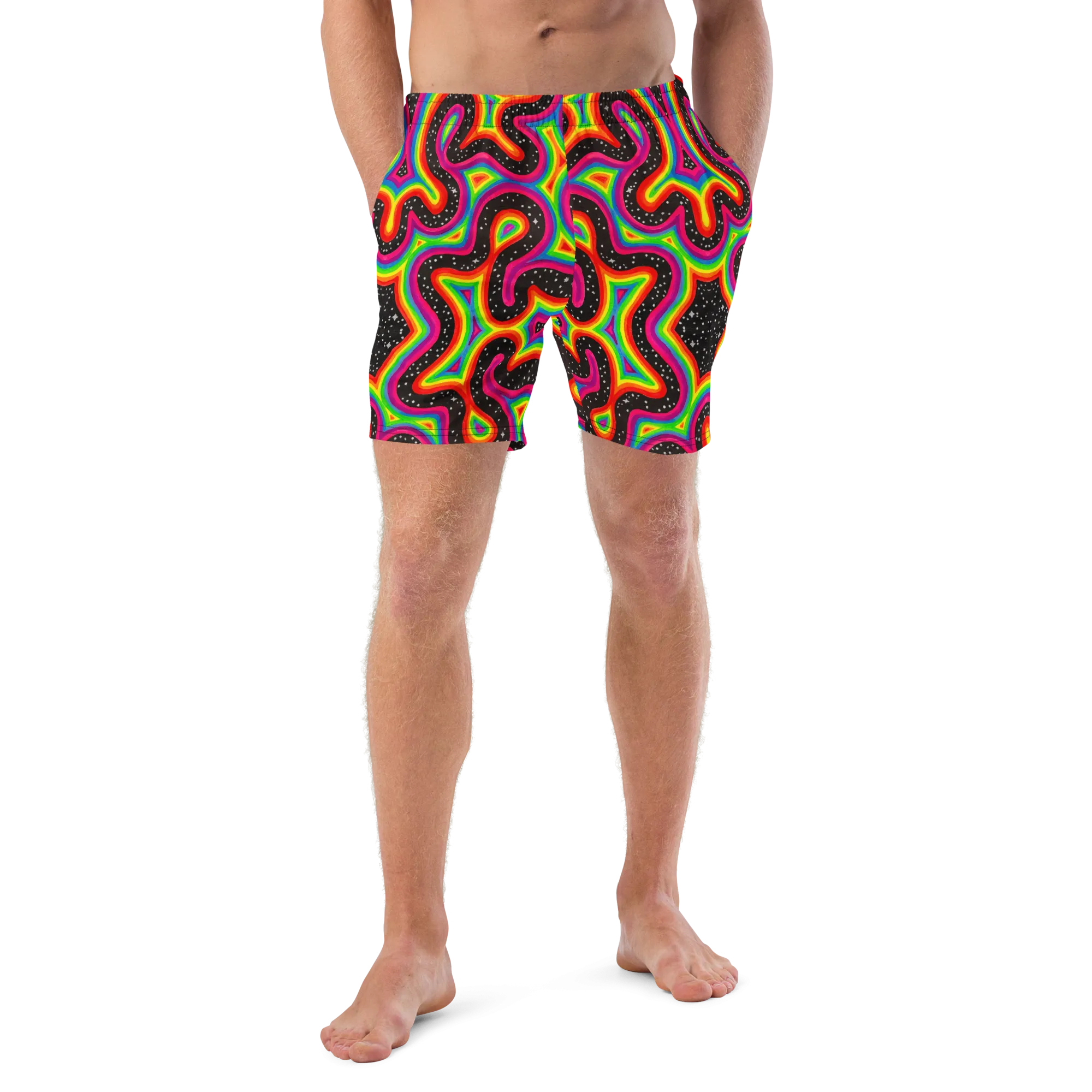 Swim Trunks ( Secret Internal Pocket)- "Rainbow Rovd" Design
