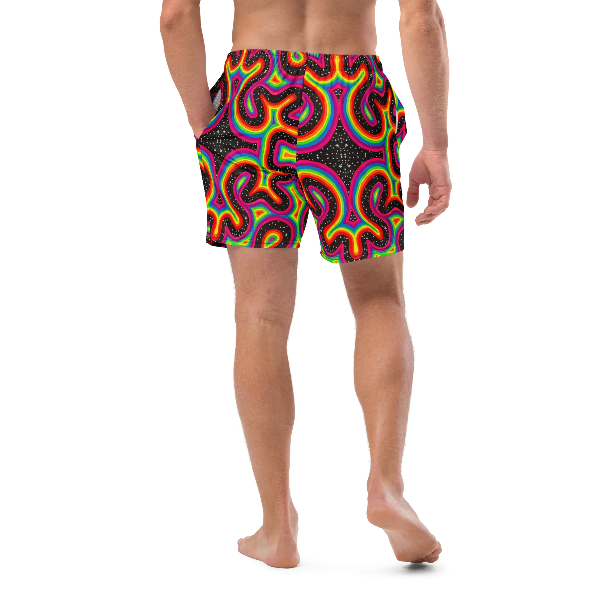 Swim Trunks ( Secret Internal Pocket)- "Rainbow Rovd" Design