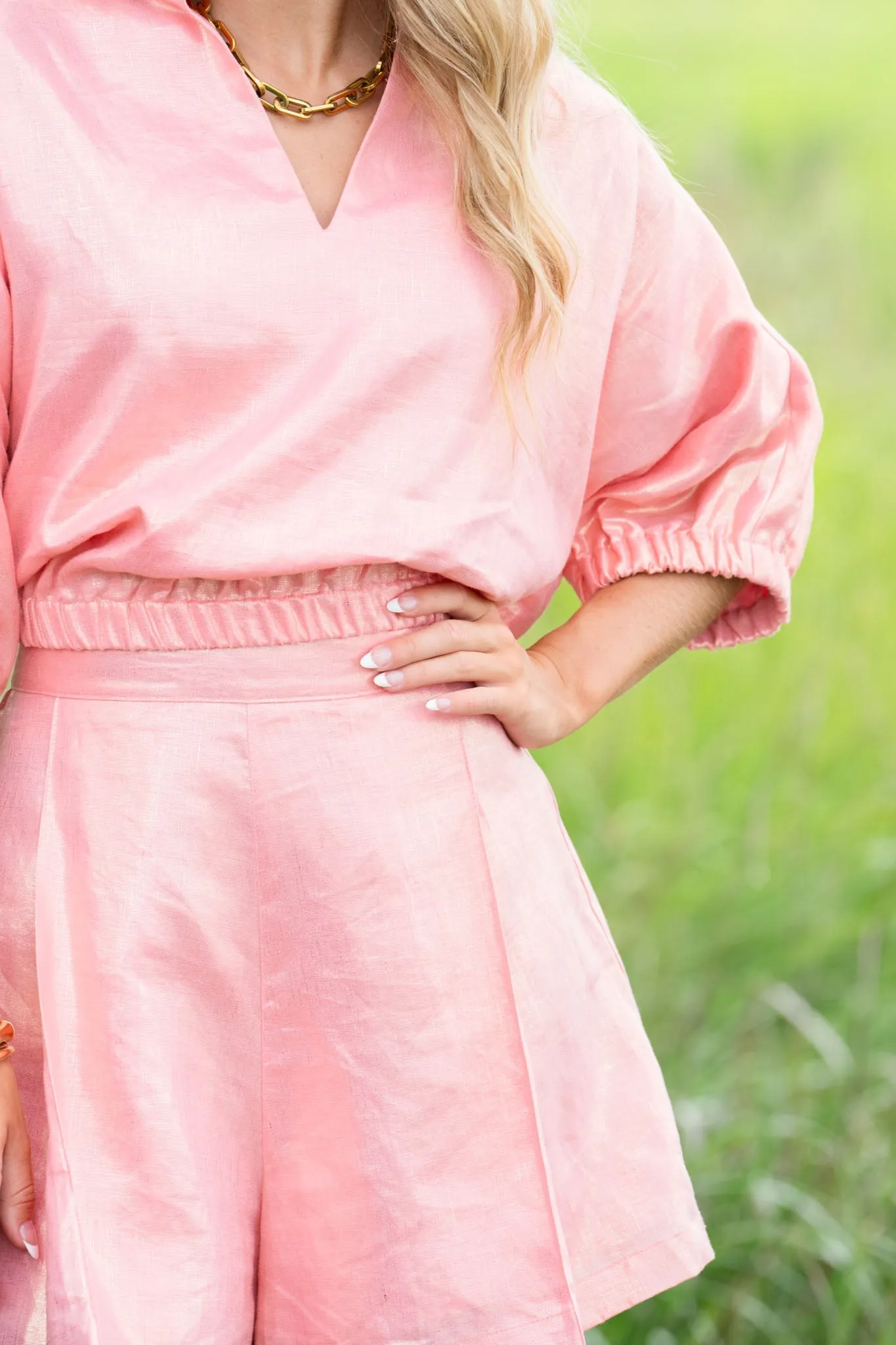Swing Shorts - Metallic Linen
