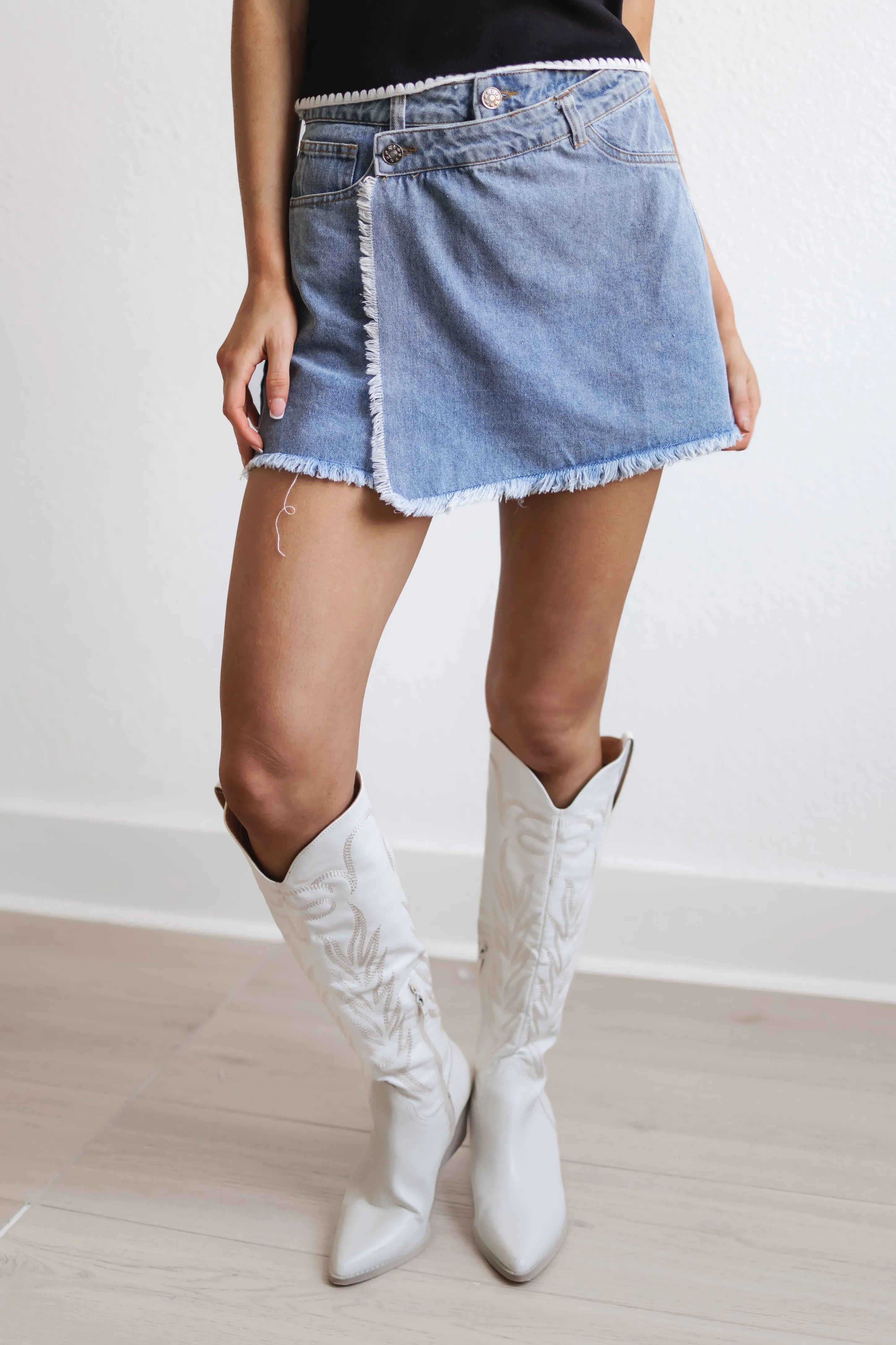 Switch Gears Skort-Washed Denim